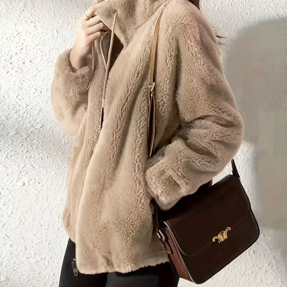 Women's Tan Faux Fur Jacket NEW